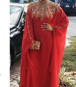 Grand Red Kaftan Gown with Handcrafted Gold Embroidery | Luxury Wedding & Event Wear
