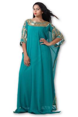 Blue georgette embriodery islamic kaftans 1