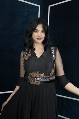 Nikhaa embroidered black georgette anarkali kurta & pants set 6