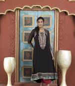 Nikhaa embroidered black georgette anarkali kurta & pants set