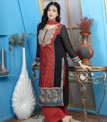 Nikhaar maroon embroidered silk stitched straight cut palazzo kurta & dupatta 