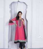 Nikhaar pink embroidered georgette stitched anarkali trouser kurta & dupatta 