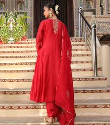 Gulbahar Suit Set in Red with Zardosi and Mukaish Handwork