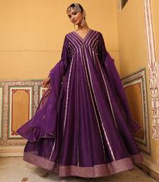 Kilol Anarkali Set in Purple with Hand Pitta Embroidery