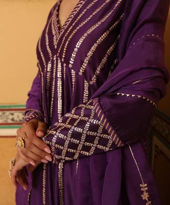 Kilol Anarkali Set in Purple with Hand Pitta Embroidery 2