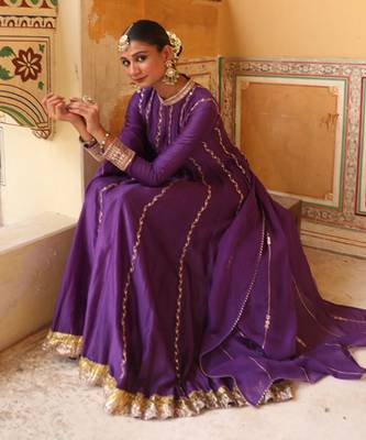 Kundan Anarkali Set in Purple with Gota Handwork 1