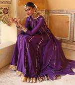 Kundan Anarkali Set in Purple with Gota Handwork