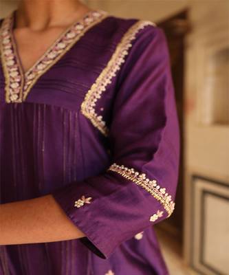 Kashvi A-Line Suit Set in Purple with Zardosi Handwork 4