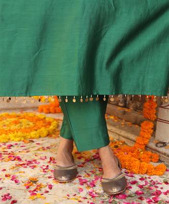 Hazel Kaftan Set in Teal Green with Zardosi Handwork 4
