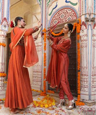 Sahiba Brick Rust Silk Suit Set 2