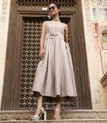 AD Dress in Ash Color with Hand Pitta Work & Belt