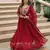 Maroon georgette sequins embroidered flaried designer gown with dupatta