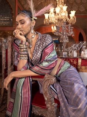Soft silk stripped patola saree for women (levender) 4