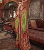 Soft silk stripped patola saree for women (parrotgreen)