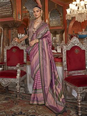 Soft silk stripped patola saree for women (pink) 1