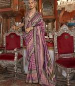 Soft silk stripped patola saree for women (pink)