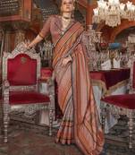 Soft silk stripped patola saree for women (lightbrown)