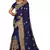 Women'S Navy Blue Zari Embroidered Satin Saree With Unstitch Blouse Piece
