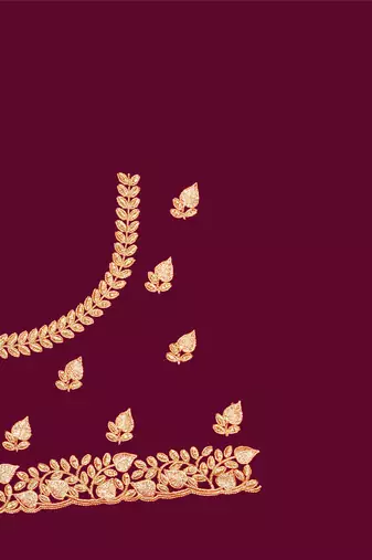 Women'S Wine Zari Embroidered Satin Saree With Unstitch Blouse Piece