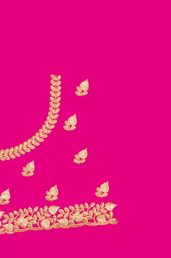 Women'S Magenta Zari Embroidered Satin Saree With Unstitch Blouse Piece