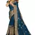 Women'S Teal Blue Zari Embroidered Satin Saree With Unstitch Blouse Piece