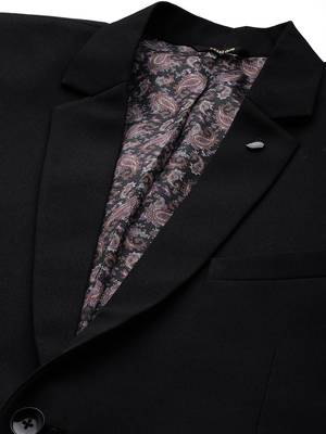 black single-breasted slim fit solid blazer 3