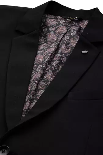 black single-breasted slim fit solid blazer