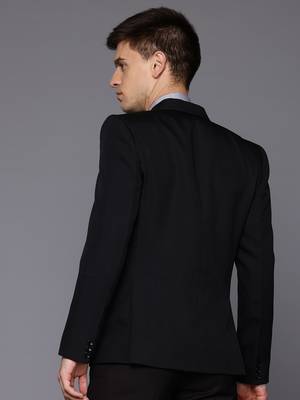 black single-breasted slim fit solid blazer 5