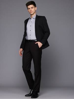 black single-breasted slim fit solid blazer 6