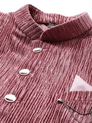pink velvet slim-fit bandhgala jodhpuri blazer with silver shine threads 2