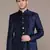 navy blue velvet slim-fit bandhgala jodhpuri blazer with silver shine threads