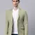 single-breasted regular fit green blazer with lapel pin