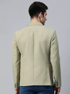 single-breasted regular fit green blazer with lapel pin 4