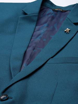 single-breasted regular fit deep sea blue blazer with lapel pin 3