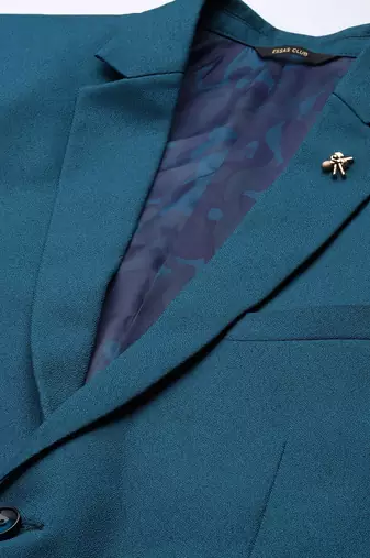 single-breasted regular fit deep sea blue blazer with lapel pin