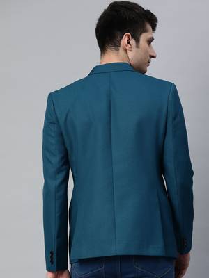 single-breasted regular fit deep sea blue blazer with lapel pin 5