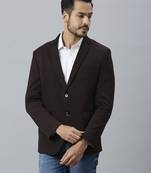 wine single-breasted regular fit self-design blazer