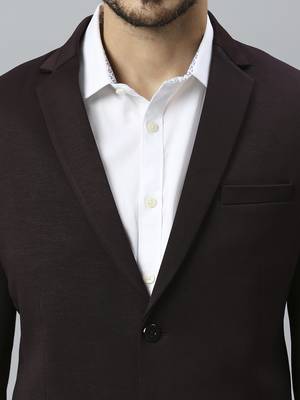 wine single-breasted regular fit self-design blazer 5
