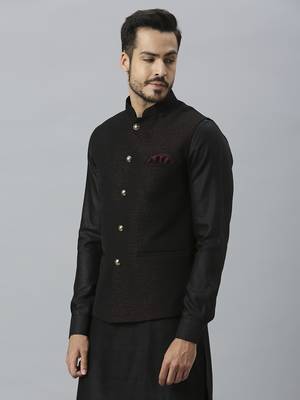 gold maroon nehru jacket 2