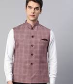 maroon chex nehru jacket