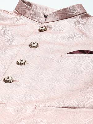 Men pink diamond weave jacquard nehru jacket 2