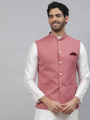 pink solid nehru jacket 1