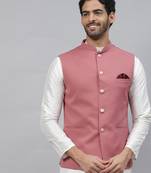 pink solid nehru jacket