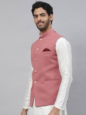 pink solid nehru jacket 3