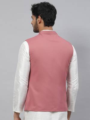 pink solid nehru jacket 4