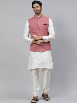 pink solid nehru jacket 5