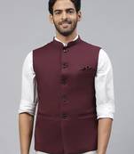 wine solid nehru jacket