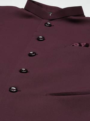 wine solid nehru jacket 2