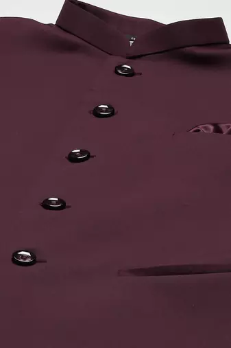 wine solid nehru jacket