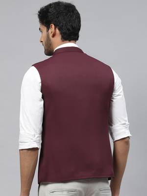wine solid nehru jacket 4
